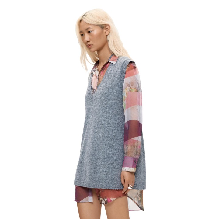 Desigual vestido de mujer gris de punto Nantes 26WWVW27 vista tres cuartos