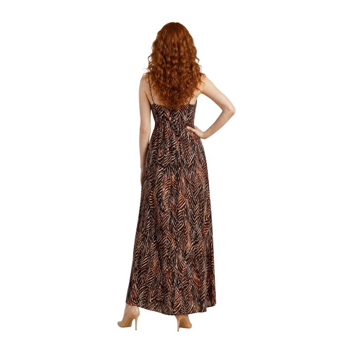 I am vestido largo de mujer marrón de viscosa 26231 vista posterior