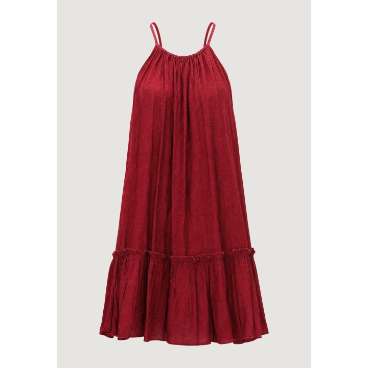 I am vestido corto bordeaux para mujer modelo 50080 vista frontal de la prenda
