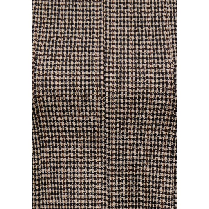 Only vestido corto de mujer negro y beige con estampado de cuadros detalle del tejido
