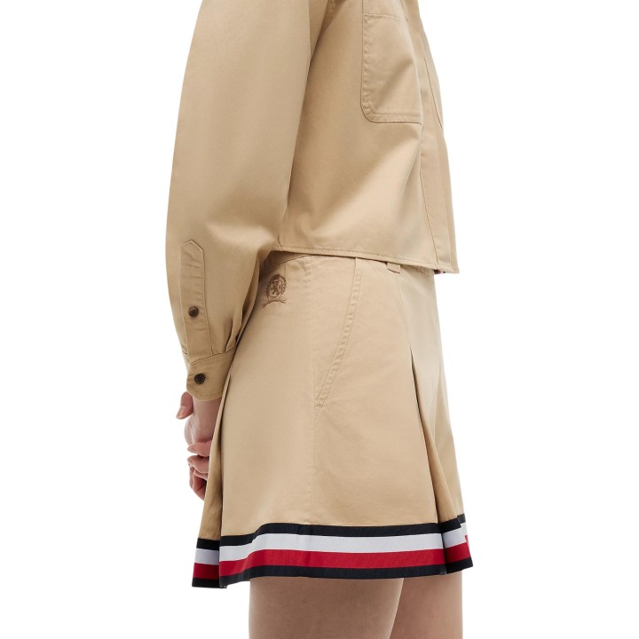 Falda beige de mujer Tommy Hilfiger Jeans TJW RWB Tape Mini Sk vista lateral