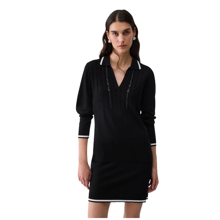 Liu-Jo vestido de mujer negro y blanco TF6271 MS63L vista frontal