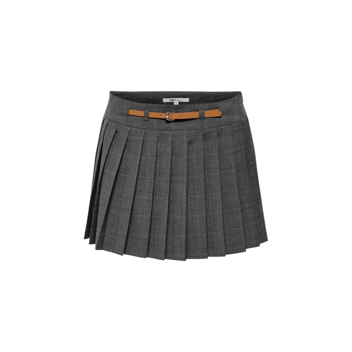 Only falda pantalón de mujer gris de cuadros detalle frontal