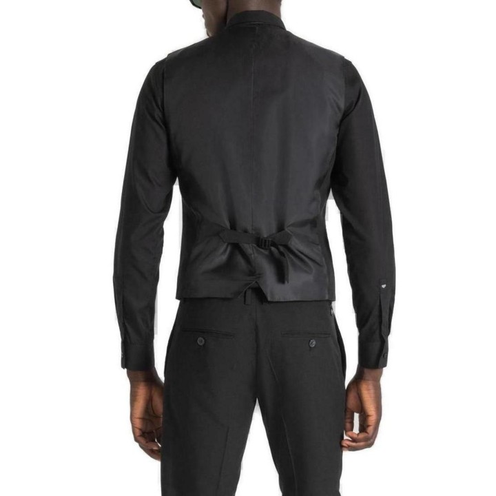 Chaleco negro de hombre Antony Morato MMVS00009-FA600255 vista posterior puesto