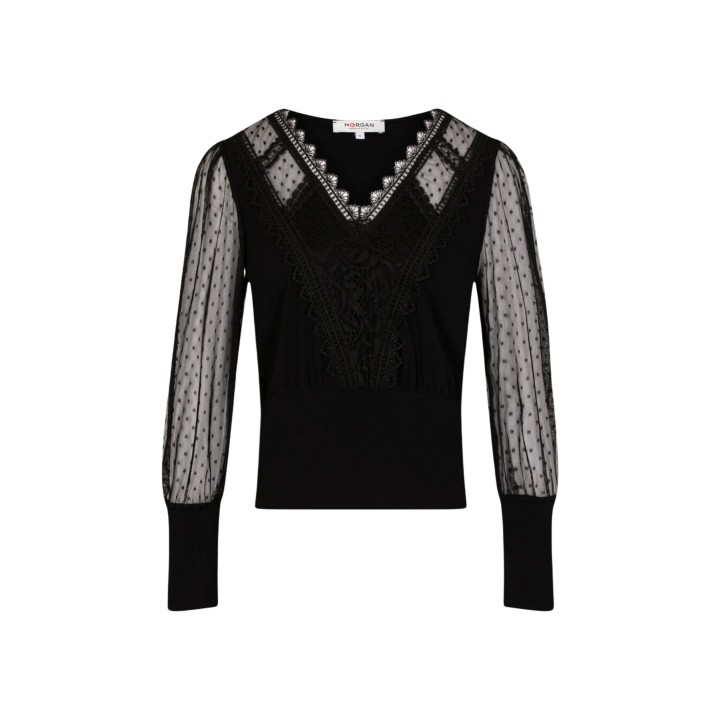 Morgan De Toi blusa de mujer negra 221-TAGADA vista frontal de prenda