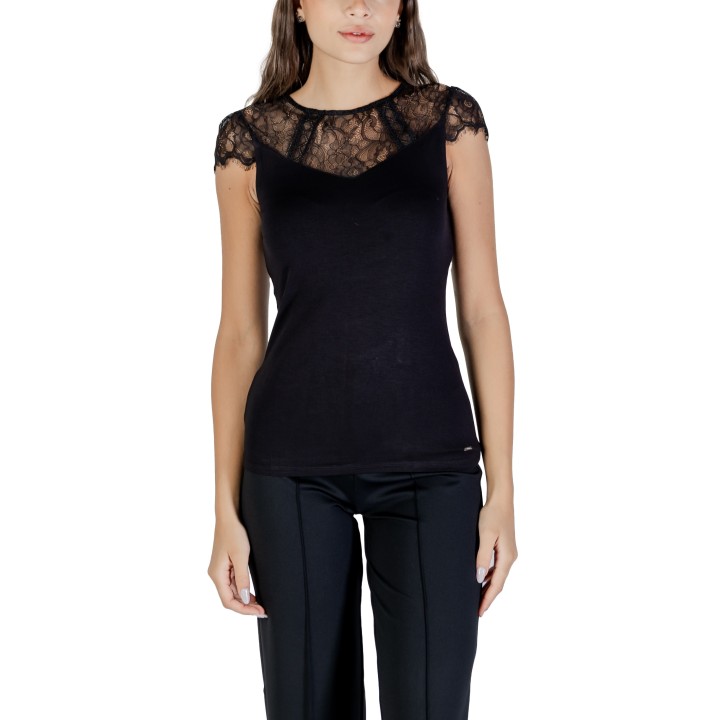 Morgan De Toi blusa negra de mujer con encaje vista frontal
