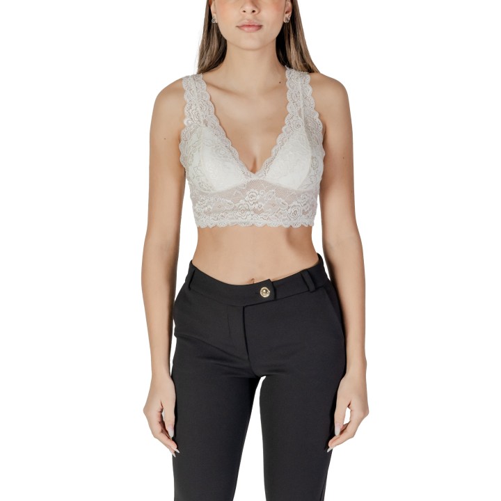 Sujetador de encaje blanco Only para mujer vista frontal con modelo