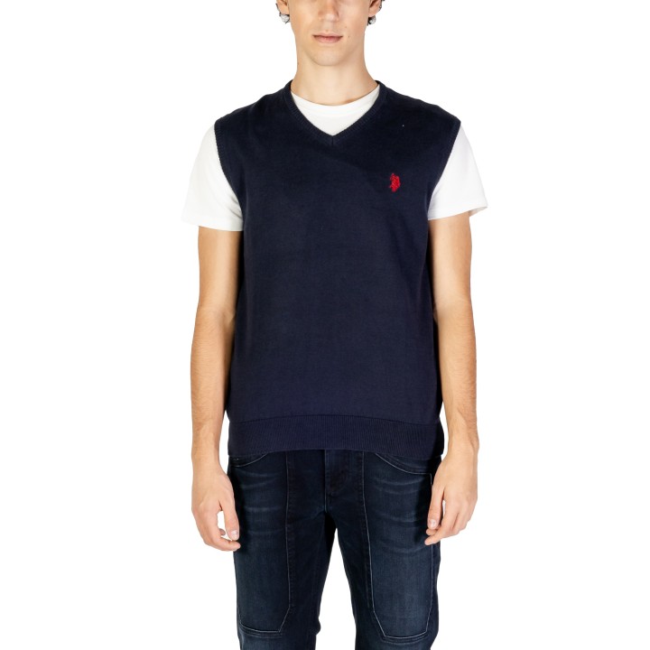 U.S. Polo Assn. chaleco de punto azul para hombre vista frontal