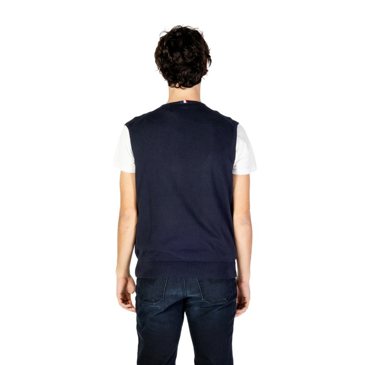 U.S. Polo Assn. chaleco de punto azul para hombre vista posterior