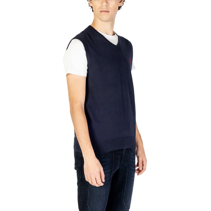 U.S. Polo Assn. chaleco de punto azul para hombre vista lateral