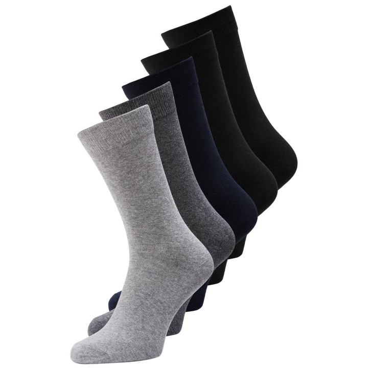 Jack Jones calcetines de hombre Jens 5 Pack Noos 12113085 en gris oscuro vista frontal