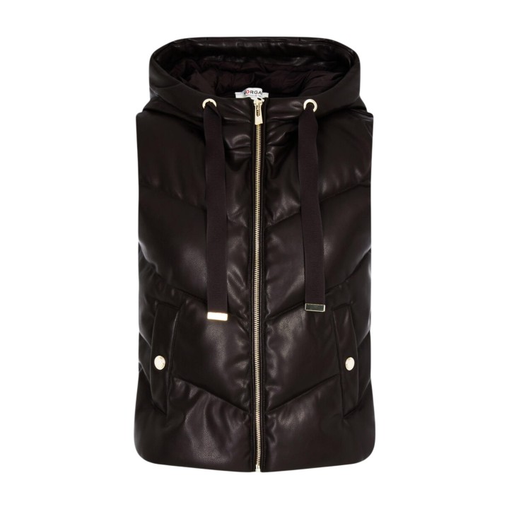 Chaleco de mujer Morgan De Toi 232-GSOLO marrón oscuro vista frontal de la prenda