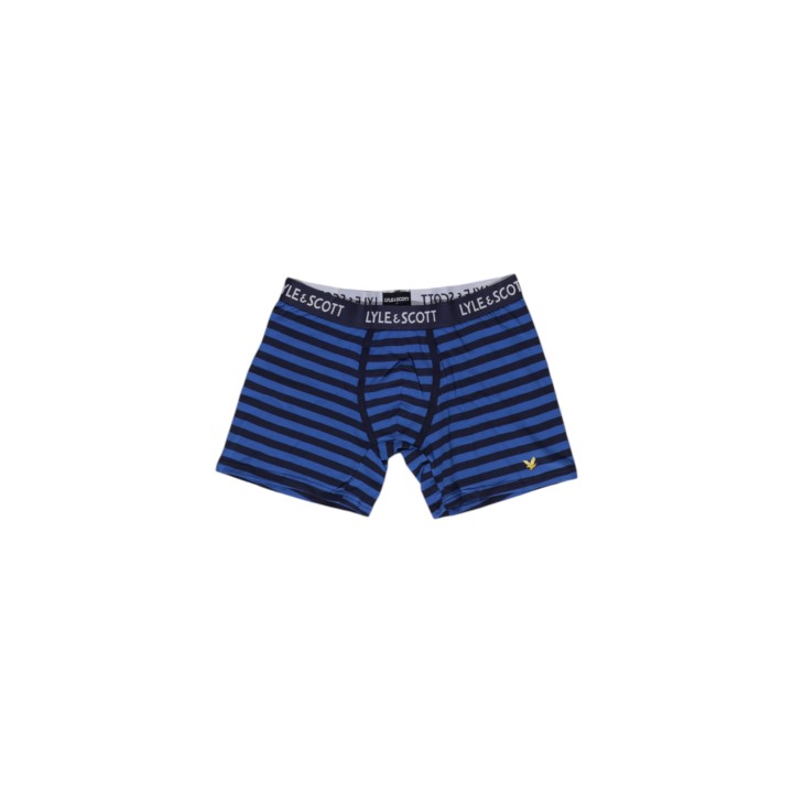 Lyle & Scott bóxer de hombre azul marino y azul a rayas vista frontal