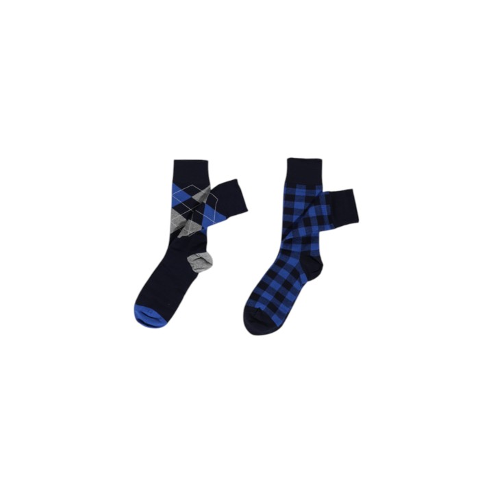 Lyle & Scott calcetines de hombre azul marino y azul vista tres cuartos