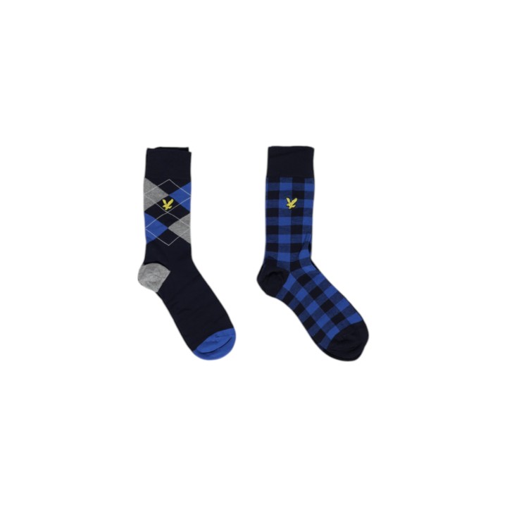 Lyle & Scott calcetines de hombre azul marino azul y gris vista frontal