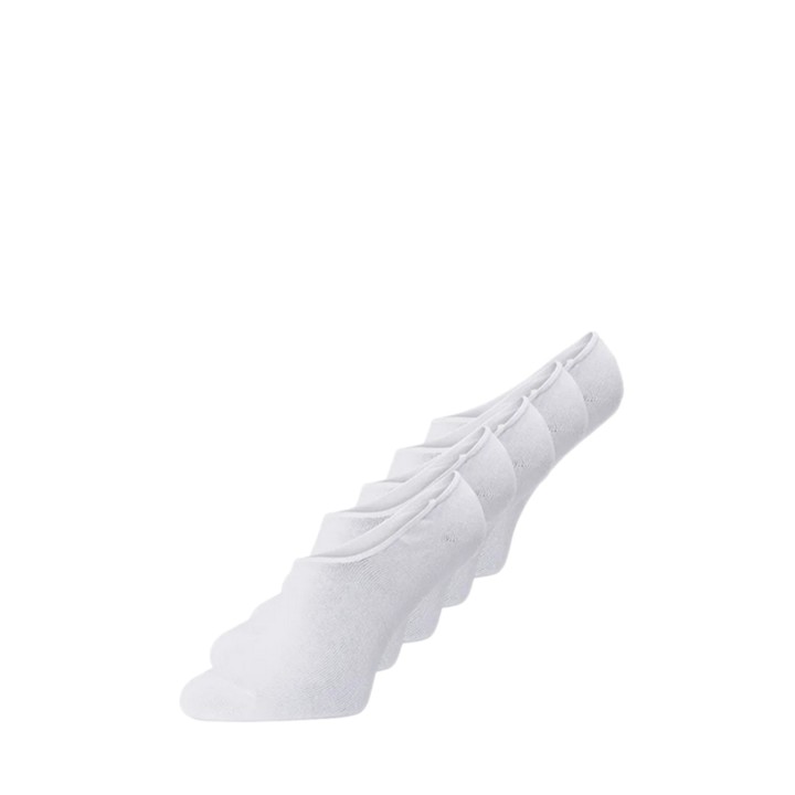 Jack Jones calcetines tobilleros de hombre blancos de algodón pack de 5 vista de tres cuartos