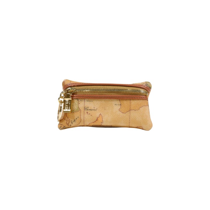 Alviero Martini Prima Classe llavero de mujer beige con estampado de mapa vista frontal