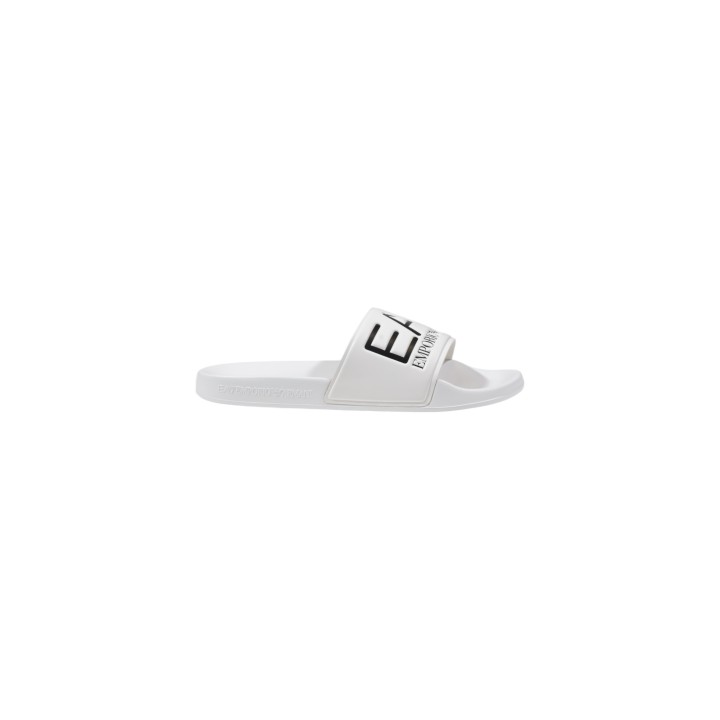 Chanclas EA7 de hombre blancas vista lateral