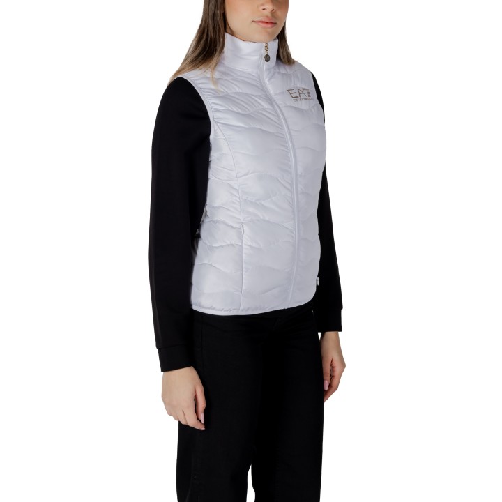 Chaleco blanco EA7 para mujer 8NTQ08 TNF8Z vista de tres cuartos