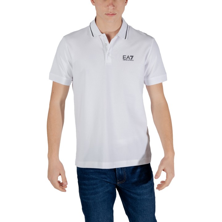 EA7 polo de hombre 8NPF16 PJVUZ blanco vista frontal