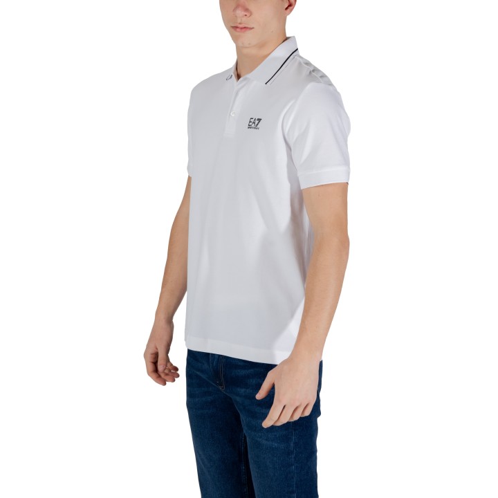 EA7 polo de hombre 8NPF16 PJVUZ blanco vista lateral