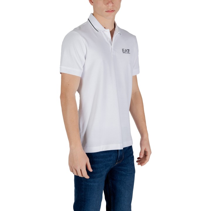 EA7 polo de hombre 8NPF16 PJVUZ blanco vista tres cuartos
