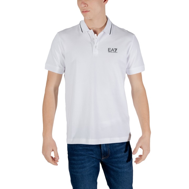 EA7 polo de hombre 8NPF16 PJVUZ blanco vista frontal