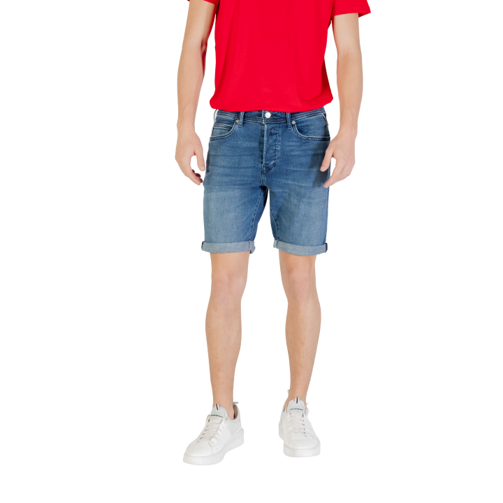 Replay pantalón corto de hombre en denim azul vista frontal