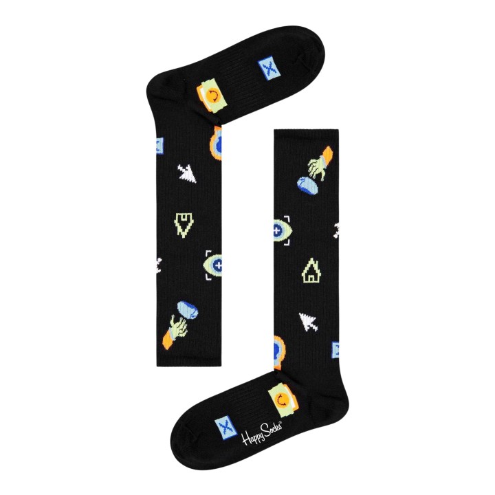 Happy Socks calcetines altos de mujer negros Technology ATTEC03 vista frontal