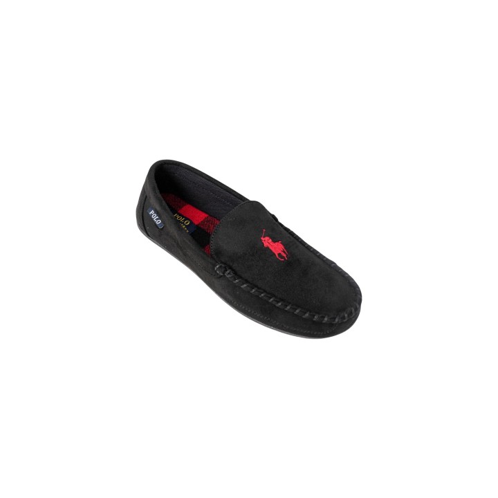Zapatilla de casa Ralph Lauren Declan RF103255 para hombre en negro vista tres cuartos