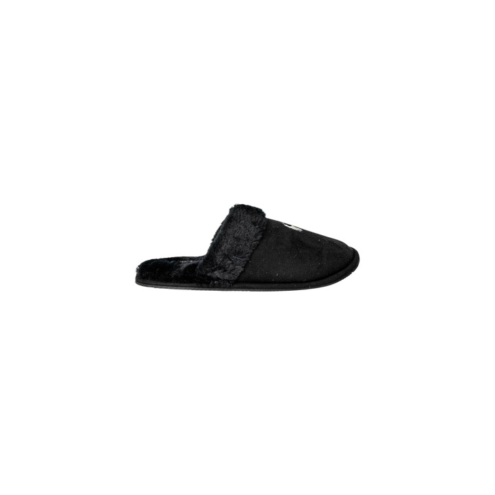 Ralph Lauren zapatilla de casa de mujer Black Summit Scuff negra vista lateral