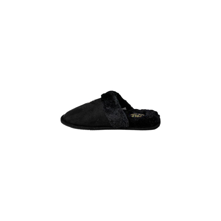 Ralph Lauren zapatilla de casa de mujer Black Summit Scuff negra vista lateral