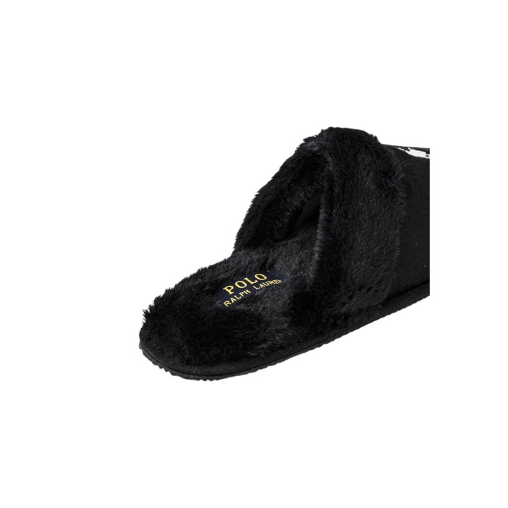 Detalle del forro de pelo negro de la zapatilla Ralph Lauren Black Summit Scuff