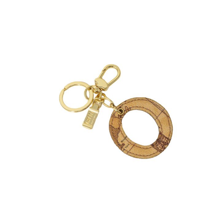Alviero Martini Prima Classe llavero de mujer beige con mosquetón y aro detalle frontal