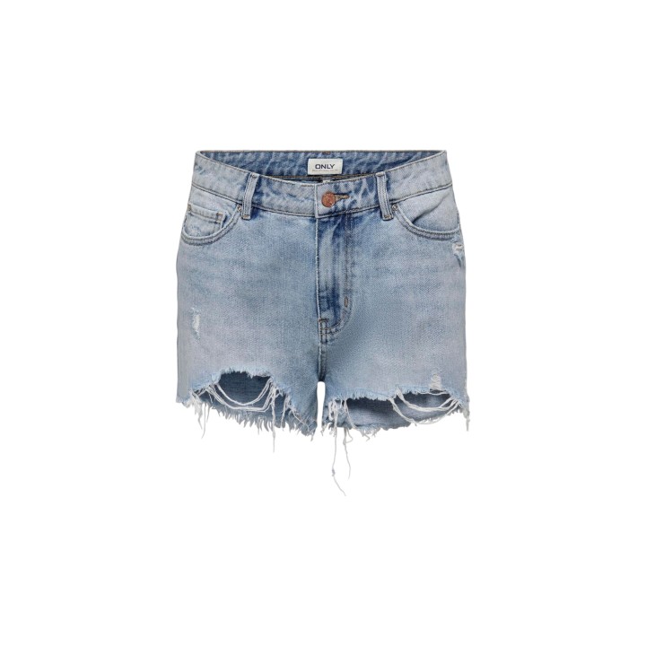 Only pantalón corto de mujer en denim azul claro vista frontal