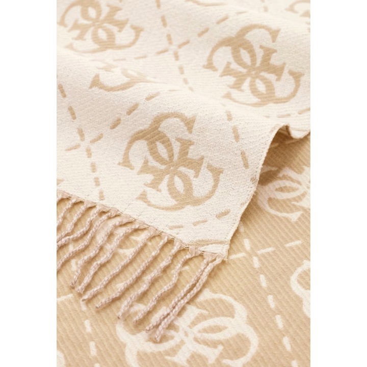 Detalle de pashmina Guess de mujer color crema con flecos AW5217 VIS03