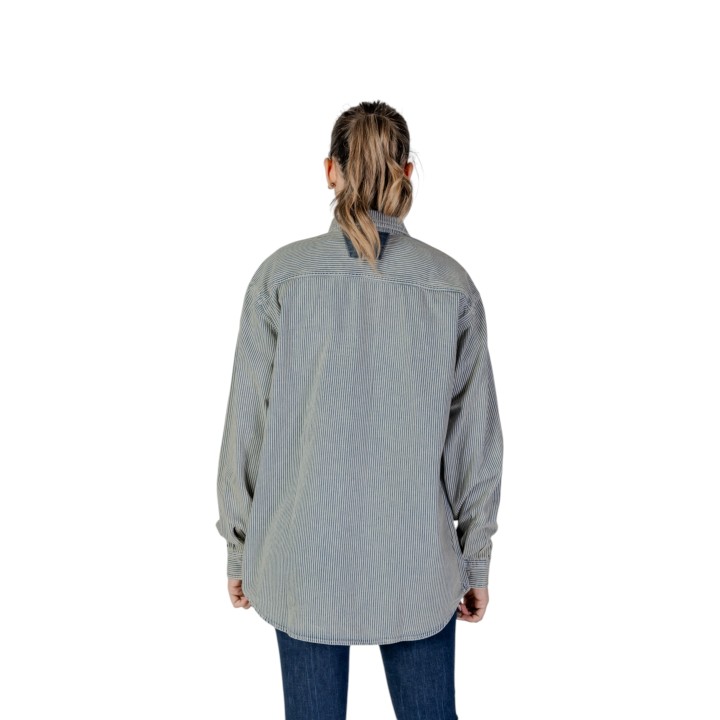 Replay camisa de mujer azul a rayas vista posterior