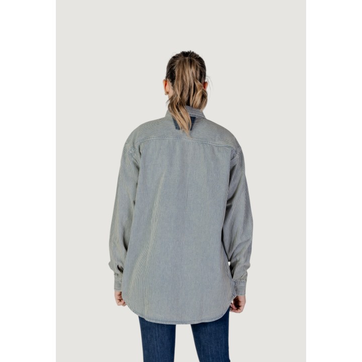 Replay camisa de mujer azul a rayas vista posterior
