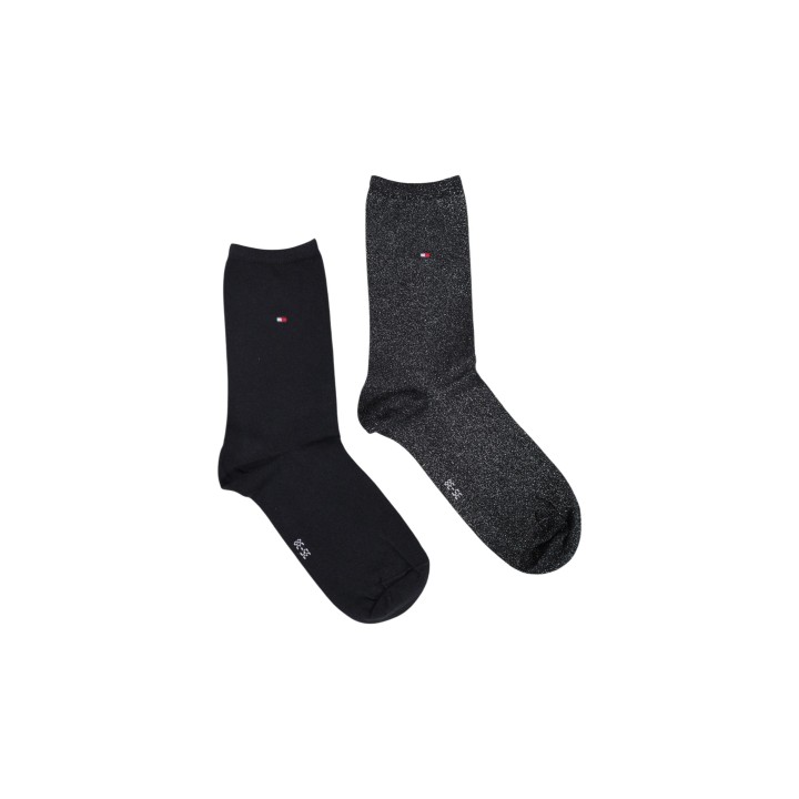 Tommy Hilfiger calcetines de mujer negros y plateados referencia 371221 vista de tres cuartos