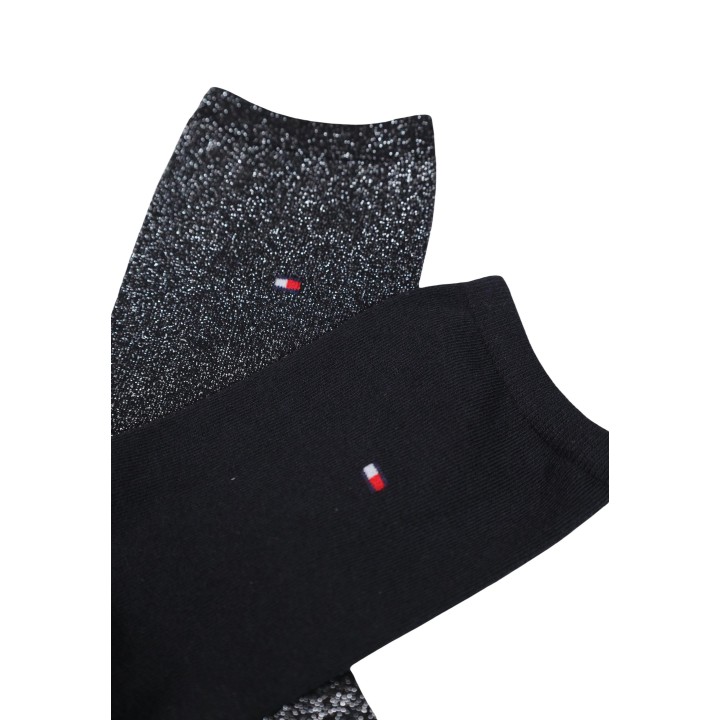 Detalle de calcetines Tommy Hilfiger de mujer negros y plateados referencia 371221