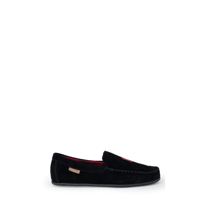 Ralph Lauren zapatilla de casa para hombre negra vista lateral