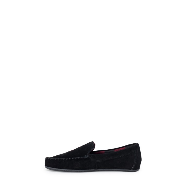 Ralph Lauren zapatilla de casa para hombre negra vista lateral