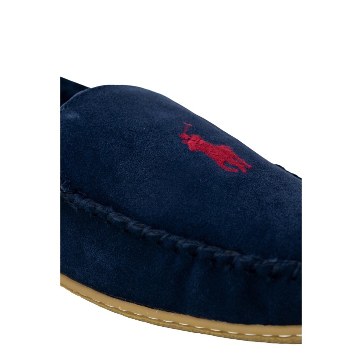 Ralph Lauren Collins RF103863 zapatilla de casa azul detalle del empeine