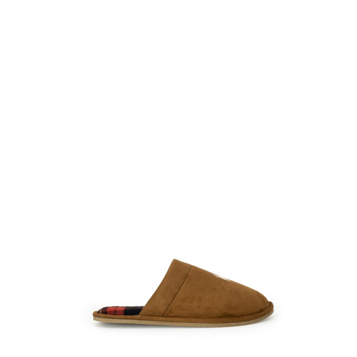 Ralph Lauren Klarence RF103841 zapatilla de casa de hombre beige oscuro vista lateral