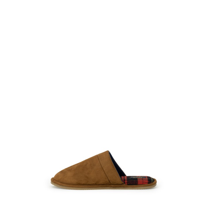 Ralph Lauren Klarence RF103841 zapatilla de casa de hombre beige oscuro vista lateral