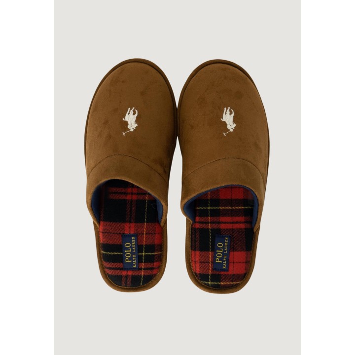 Ralph Lauren Klarence RF103841 zapatillas de casa de hombre beige oscuro vista superior