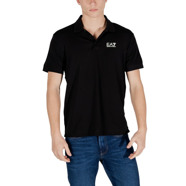 Polo EA7 para hombre negro 8NPF14 PJVQZ en vista frontal