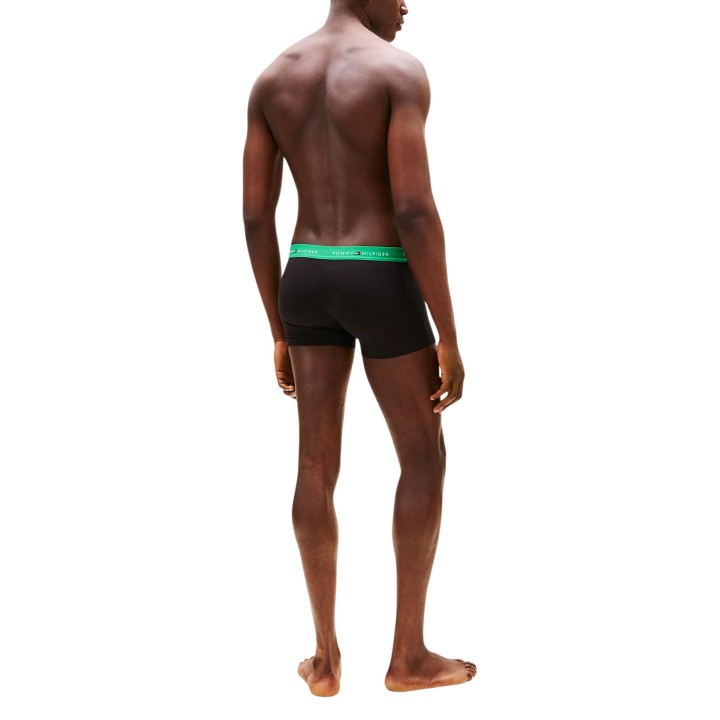 Bóxer de hombre Tommy Hilfiger negro con cintura verde vista posterior