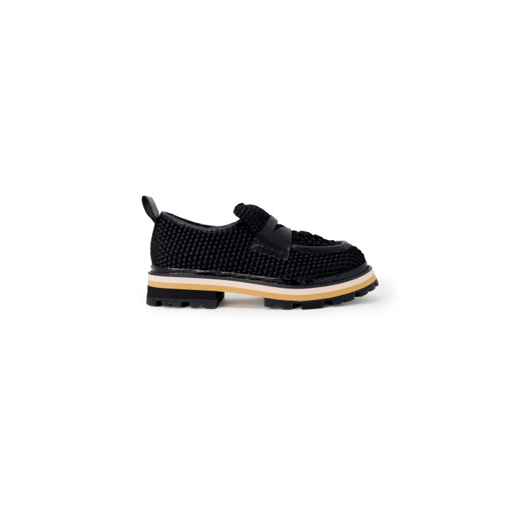ASH zapato de tacón para mujer negro de tejido trenzado vista lateral