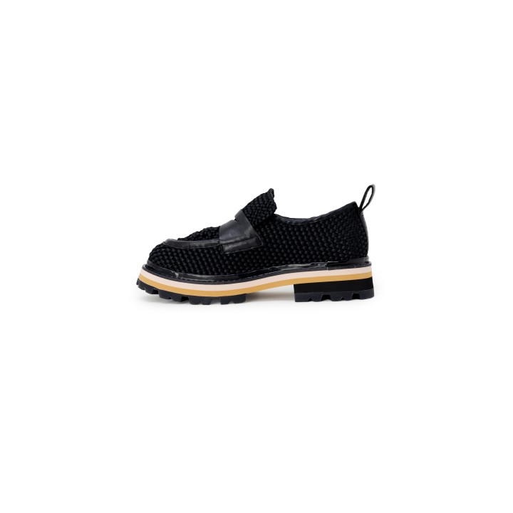 ASH zapato de tacón para mujer negro de tejido trenzado vista lateral